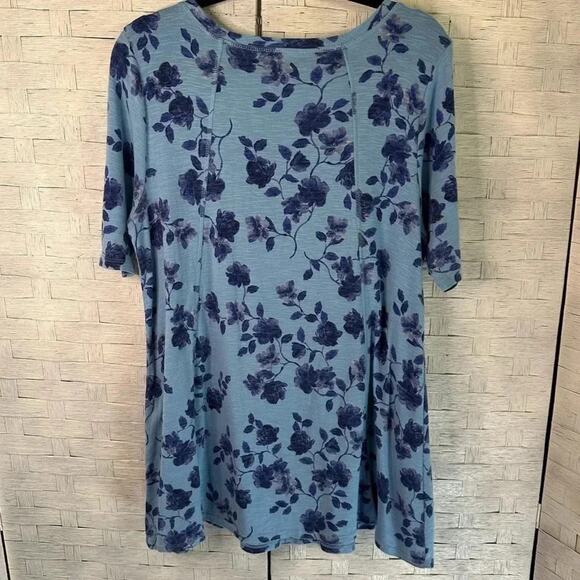 J Jill pima scoop neck elbow sleeve Tee Shirt tunic floral soft casual normcore - Picture 2 of 9
